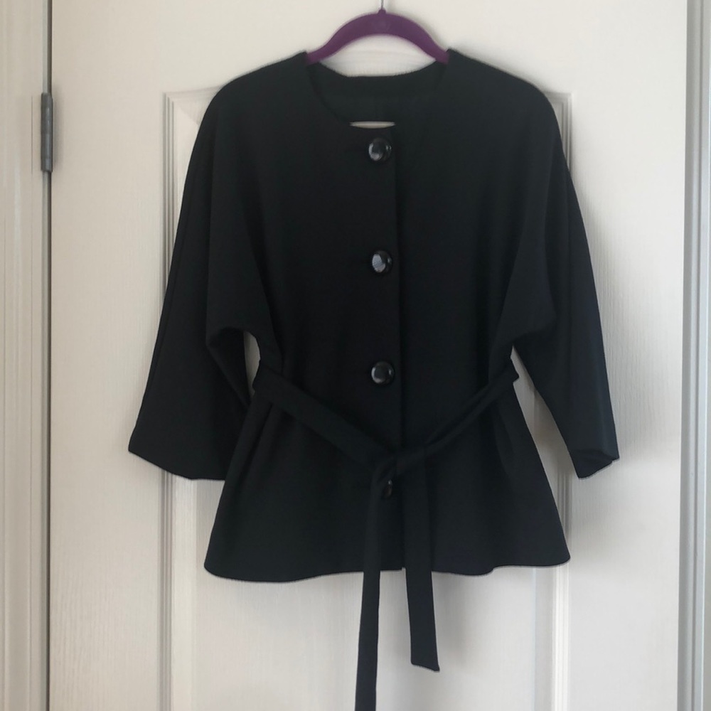 Michael Kors Black Knit Jacket with Tie Waist - M